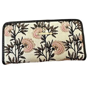 Spartina 449 Bifold Wallet Proprietor's Teapot Stems Cream Pink Black Floral